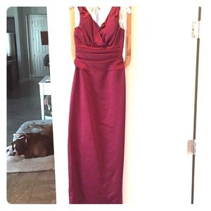 Long Burgundy Bridesmaid Dress.